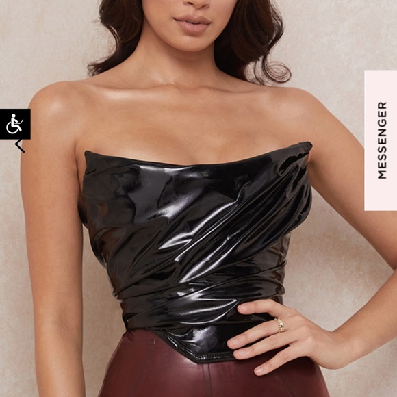 House of CB Tops - House of CB Black Patent Corset Top